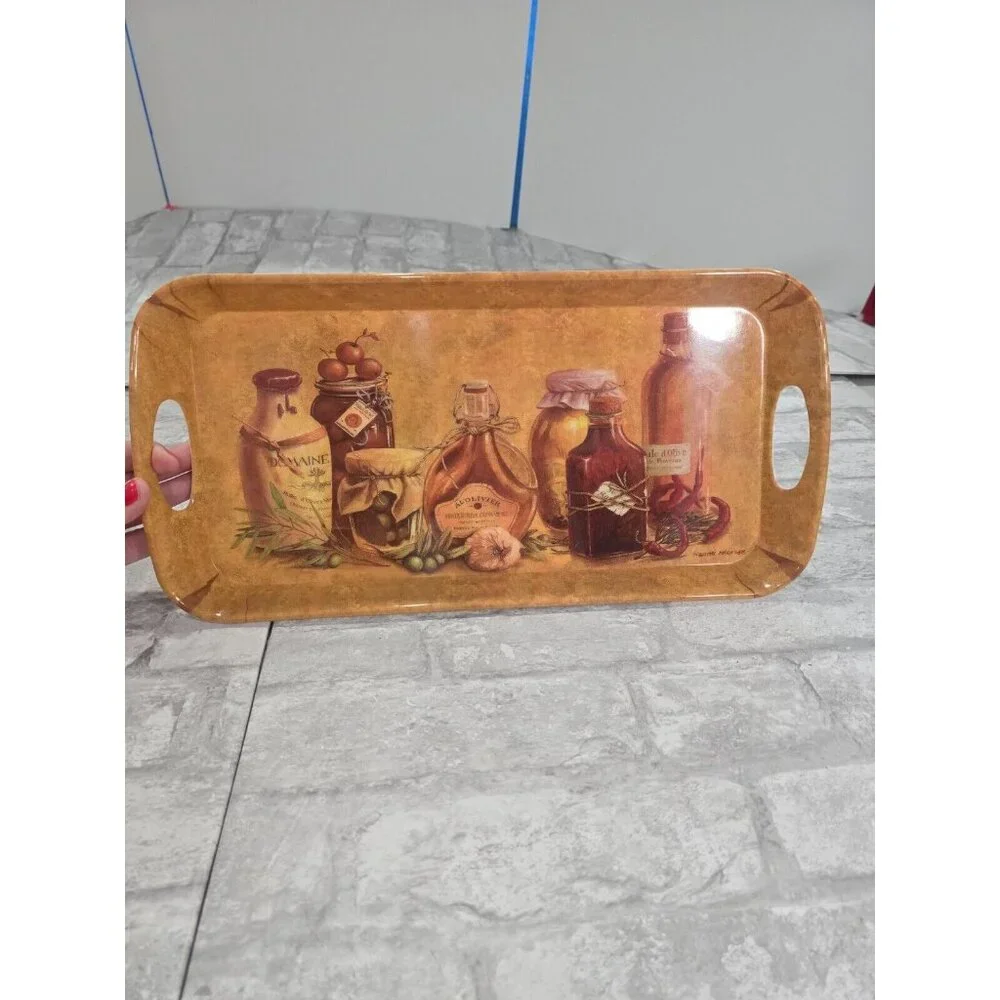 Tray‎ Rectangular Olive Olis Assorted Decor Melamine Serveware with Handles
